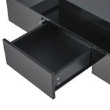 ON-TREND Modern Glossy Coffee Table With Drawer, 2-Tier Rectangle Center Table with LED lighting for Living room, 39.3''x19.6''x15.3'', Black