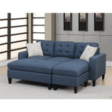 Polyfiber Reversible Sectional Sofa with Ottoamn in Navy