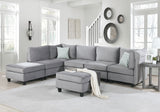 Zelmira Gray Velvet 7Pc Modular Sectional Sofa