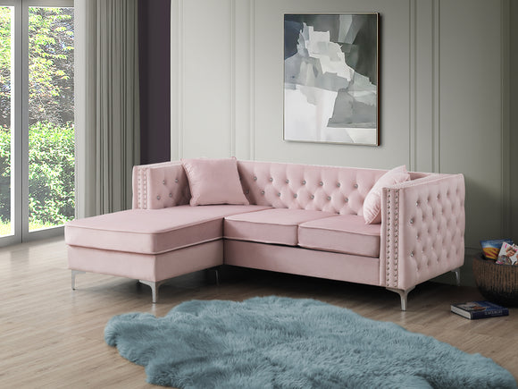 Glory Furniture Paige G824B-SC Sofa Chaise , PINK