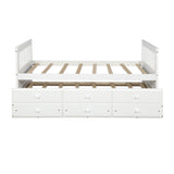 TOPMAX Captain's Bed Twin Daybed with Trundle Bed and Storage Drawers, White