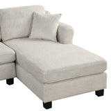 122.1" *91.3" White velvet fabric 4pcs Sectional Sofa with Ottoman with Right Side Chaise