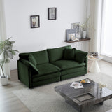 3 Piece Sofa Set with Arm Pillows and Toss Pillows , Sofa Set Include 2- Piece of Arm Chair and One 2-seat Sofa, Space Saving Casual Sofa Set for Living Room, Green Chenille