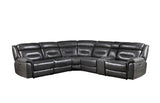 Imogen Sectional Sofa (Power Motion), Gray Leather-Aire