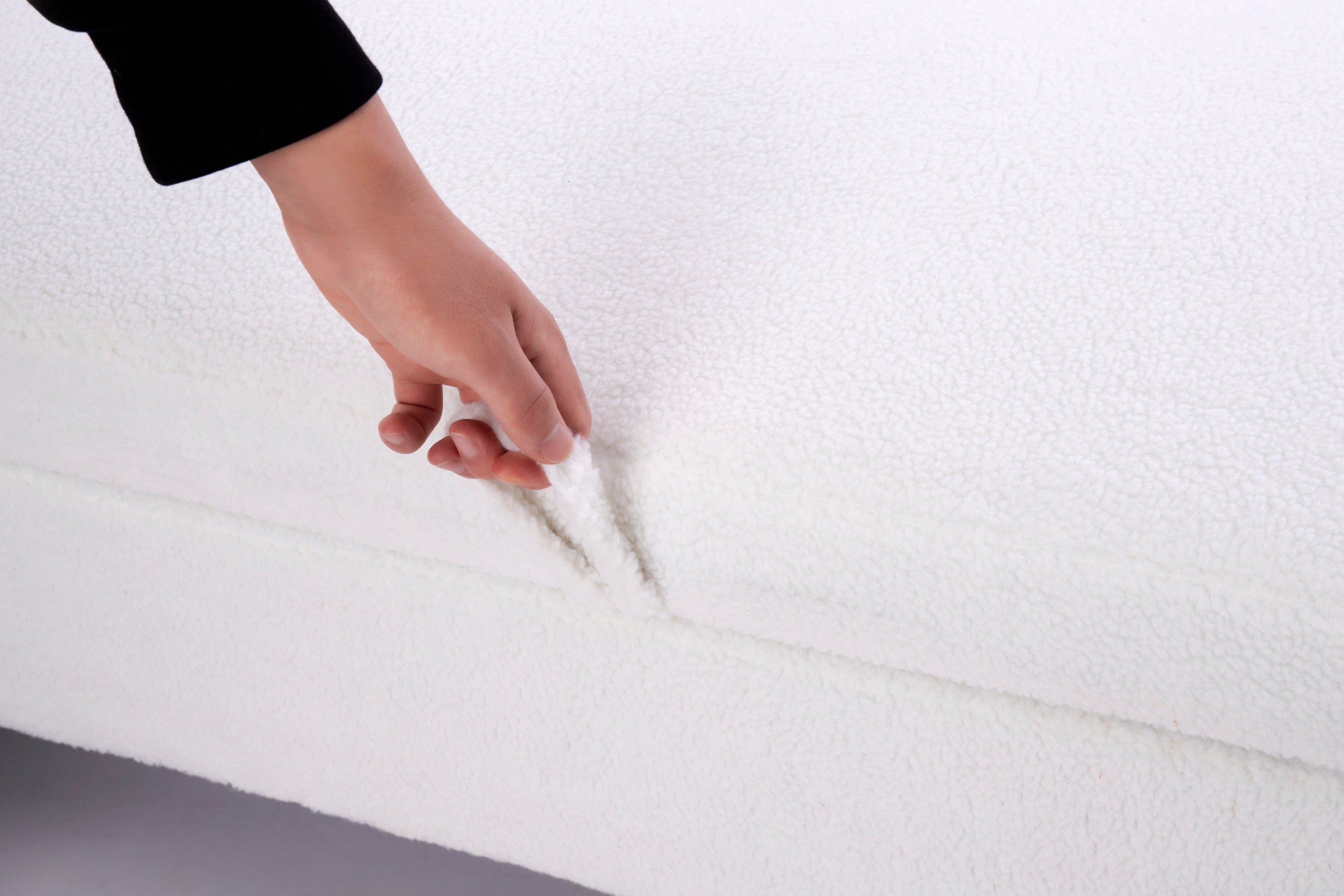 Footstool with storage function  beige teddy fabric  suitable for hallway bedroom living room