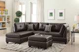 3-pcs Reversible Sectional Espresso Bonded Leather