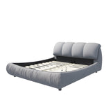 King Size Luxury Upholstered Platform Bed with Oversized Padded Backrest and Solid Wood Frame,suitable for Multiple heights of mattresses,Grey(Old Sku:W1885S00007)