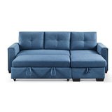 91" Blue Reversible Sleeper Sectional with Storage Chaise