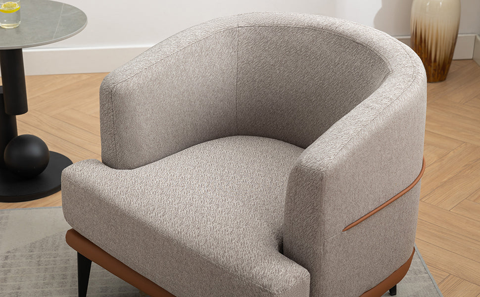 Modern Two-tone Burnt Orange Barrel Fabric Chair