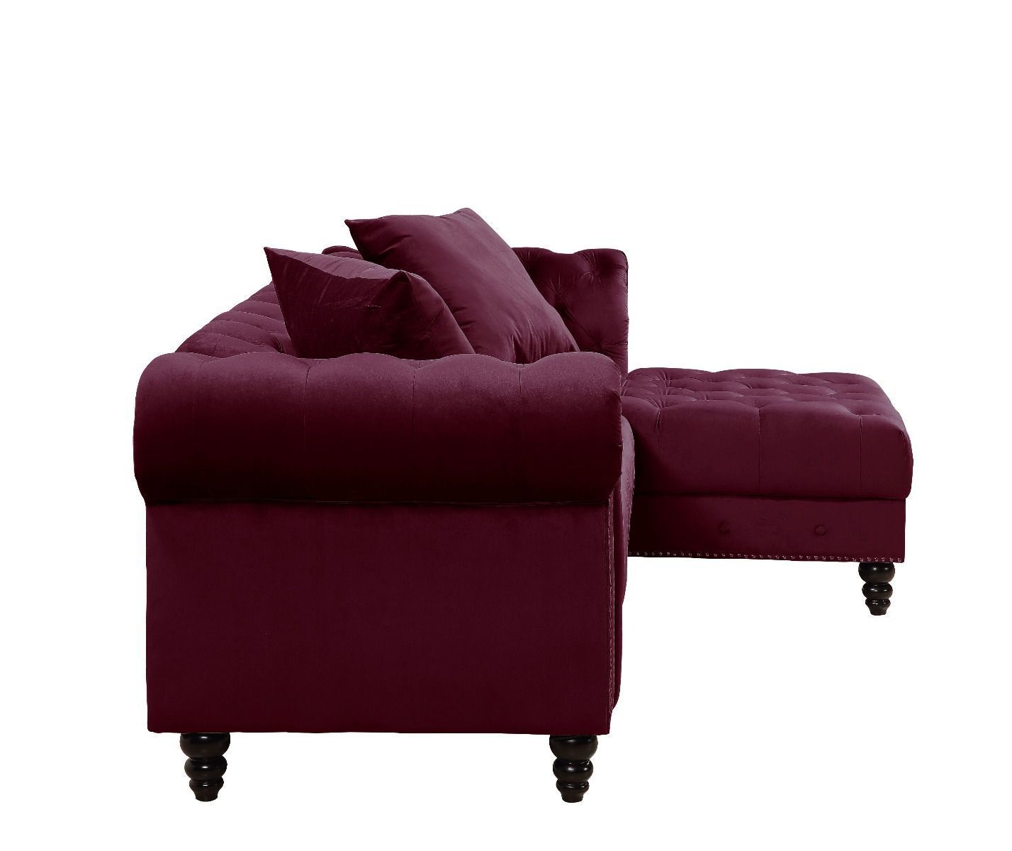 Adnelis Sectional Sofa w/2 Pillows, Red Velvet