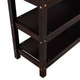 Full Size Loft Bed with Storage Shelves and Under-bed Desk, Espresso(OLD SKU:SM000246AAP-1)