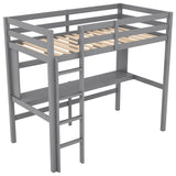 Twin Size Loft Bed with Convenient Desk, Shelves, and Ladder, White(Similar SKU:SM001302AAE)