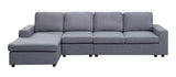 Dunlin 121" Light Gray Linen Reversible Modular Sectional Sofa Chaise