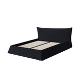 King Size Upholstered Platform Bed with Special Shaped Velvet  Headboard, Metal & Solid Wood Frame,Black