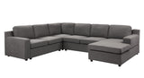 Waylon Gray Linen 6-Seater U-Shape Sectional Sofa Chaise and Pocket