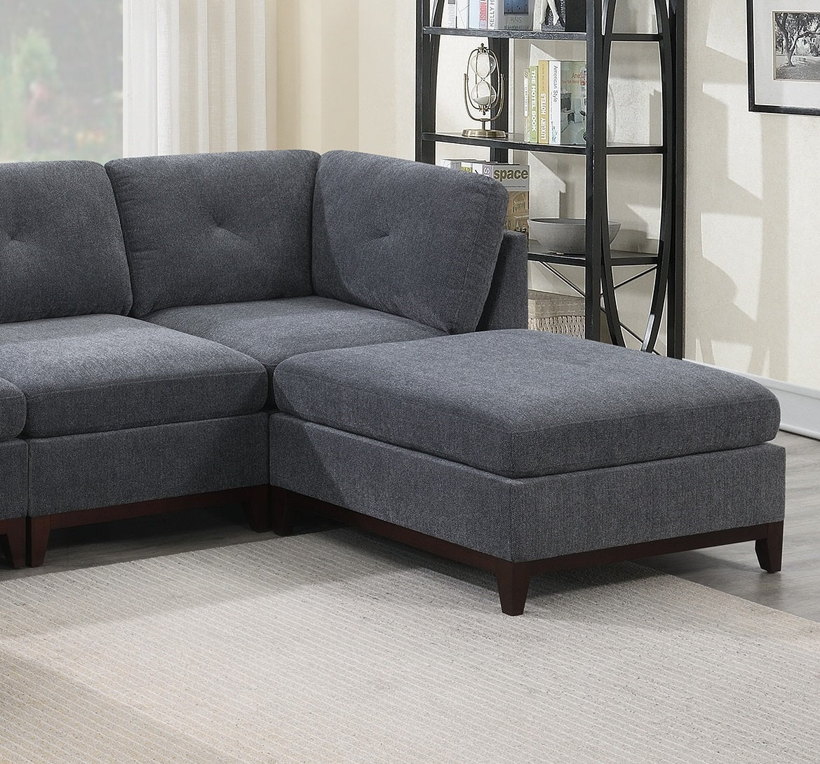 Ash Grey Chenille Fabric Modular Sectional 6pc Set