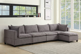 Madison 157" Light Gray Fabric 5 Piece Modular Sectional Sofa Chaise