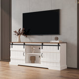 Farmhouse Sliding white Barn Door TV Stand for 80 inch TV Stands,Open Storage Cabinet for Living Room Bedroom