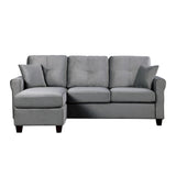 1pc Sofa with 2 Pillows Gray Velvet Fabric