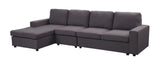 Dunlin Sofa with Reversible Chaise in Dark Gray Linen