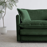 Modern Fabric Loveseat Sofa Couch for Living Room, Upholstered Large Size Deep Seat 2-Seat Sofa with 4 Pillows ,Green Chenille