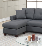 Glossy Charcoal Tufted Sectional