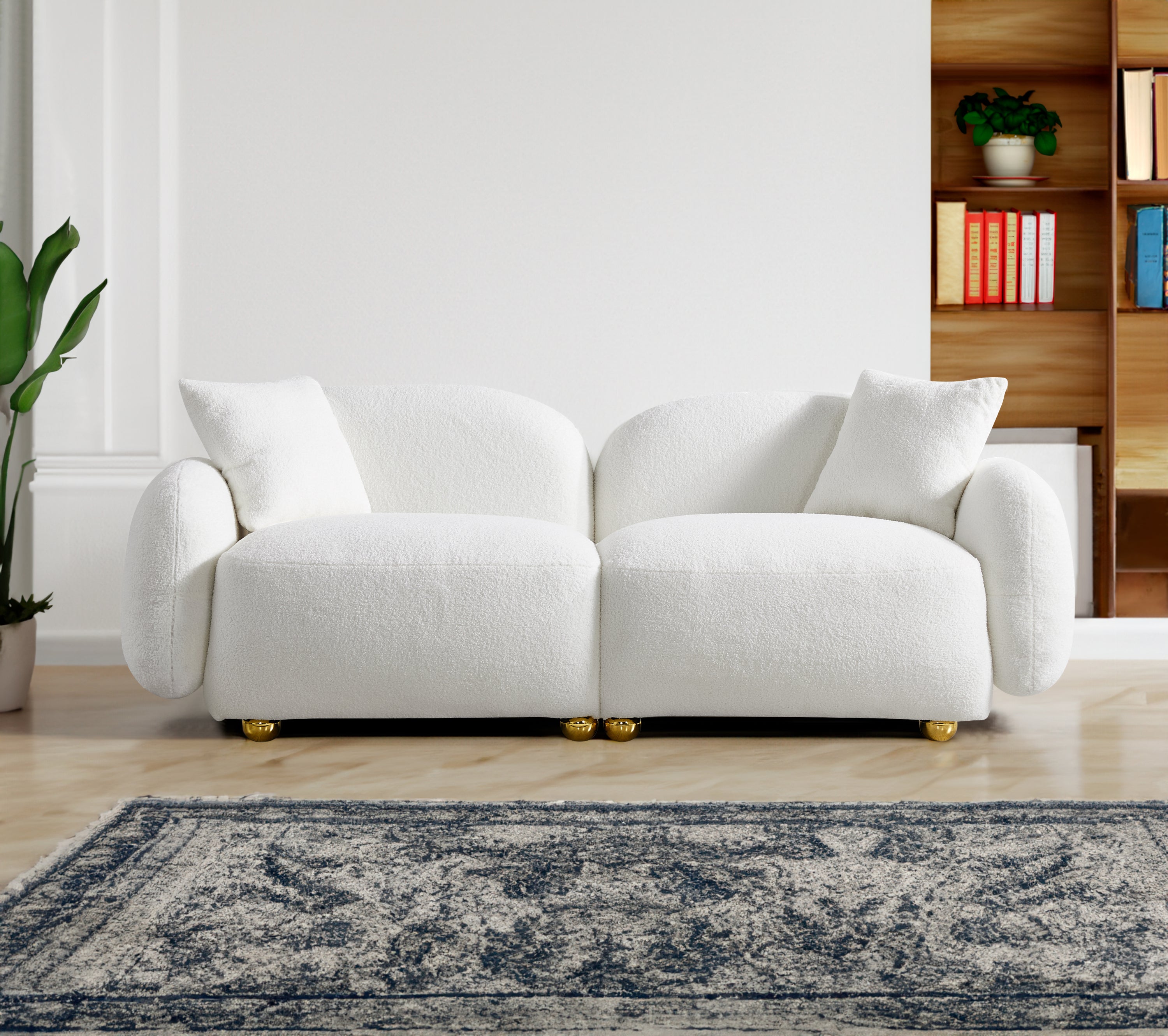 77.95" Cozy Teddy Fabric Sofa - Luxurious Plush Upholstered Couch for Ultimate Comfort and Style