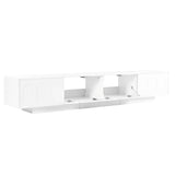 ON-TREND TV Stand with Fluted tempered Glass Doors for TVs Up to 95'', Functional Media Console with Arched Cabinet Doors, Entertainment Center with APP-Controlled LED Light for Living Room, White