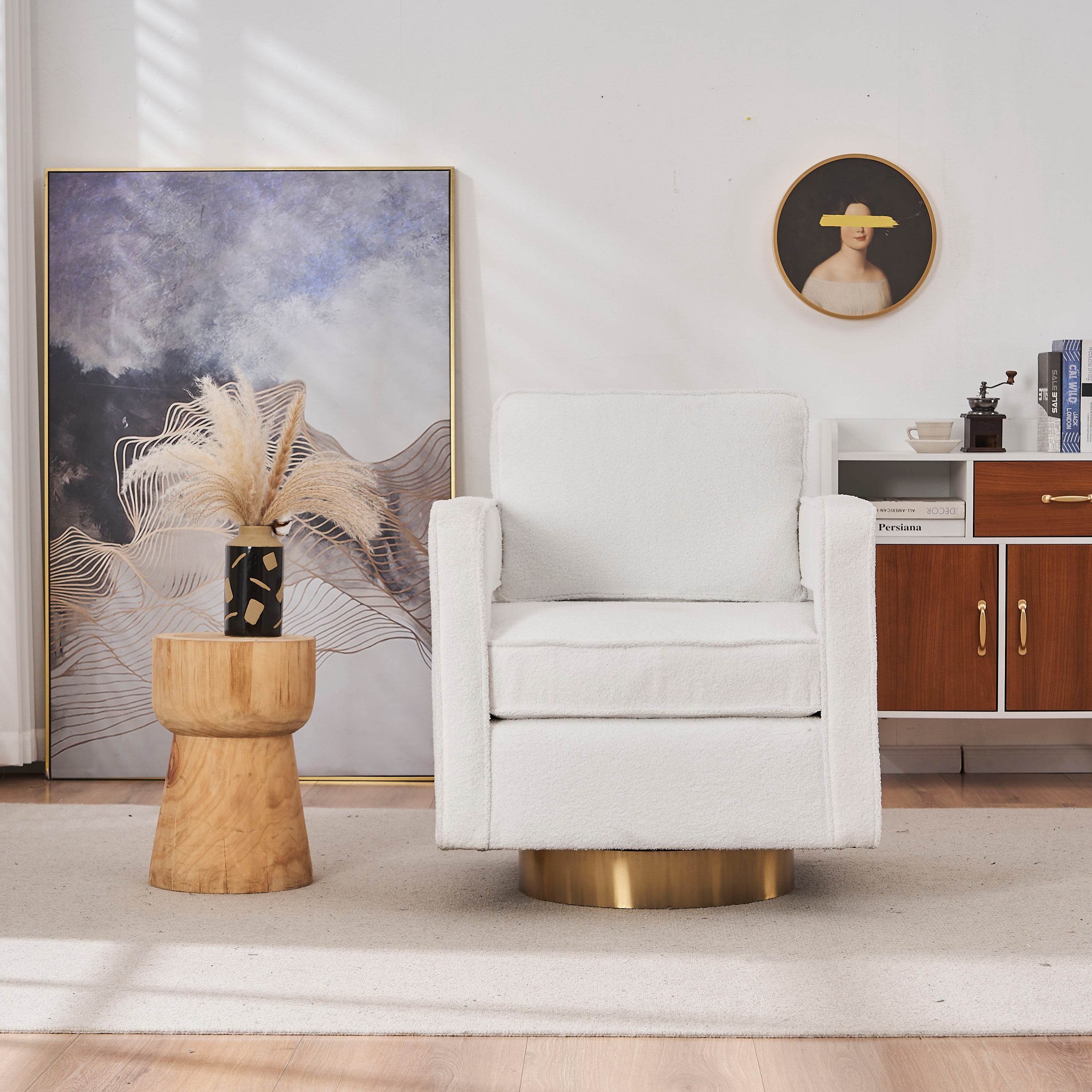 Swivel Barrel Chair for Living Room,360 Degree Swivel Club Modern Accent Single Sofa Chair, Small Leisure Arm Chair for Nursery, Hotel, Bedroom, Office