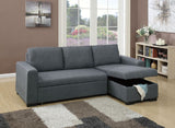 Blue Grey Reversible Chaise Storage Sofa Pull Out bed Couch