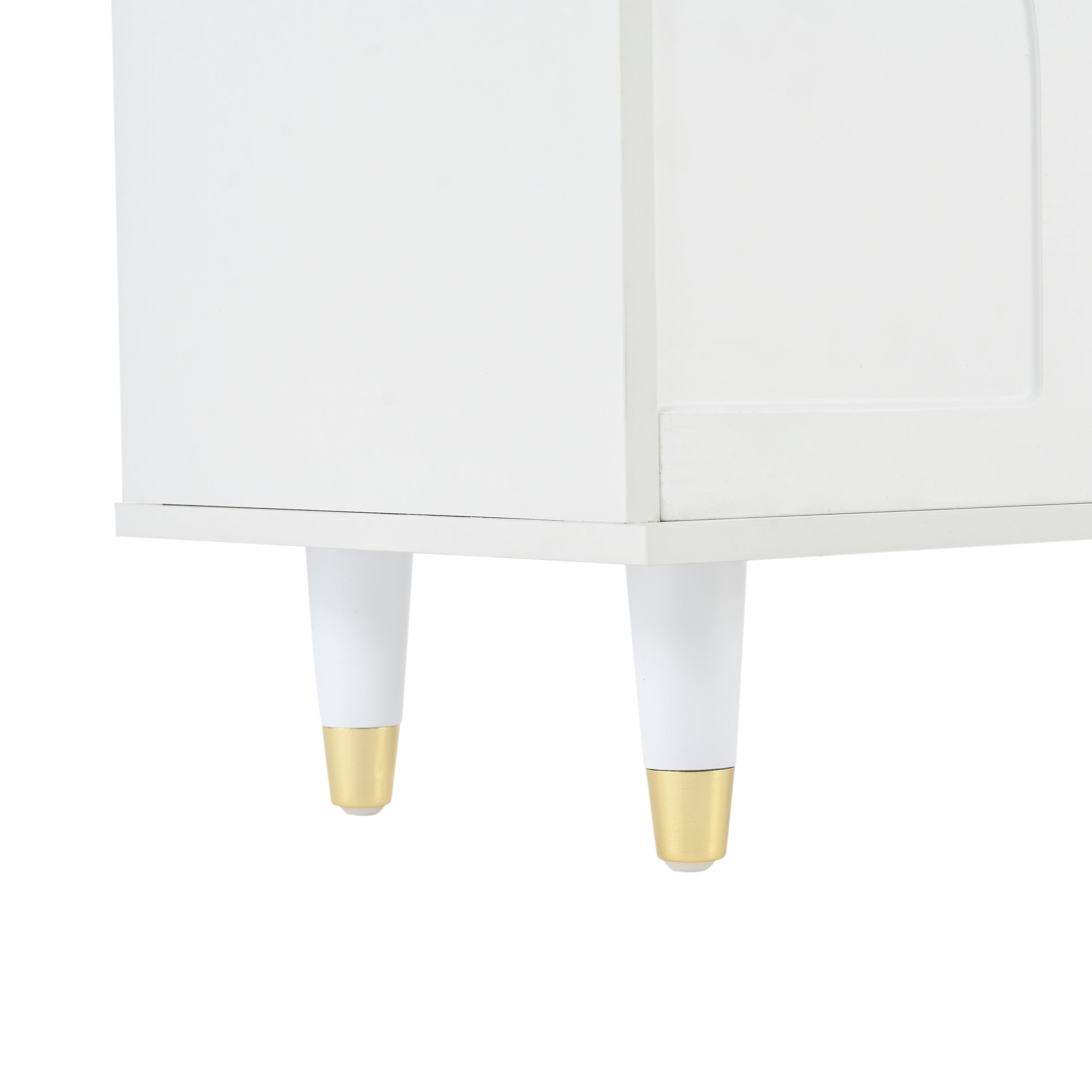 ON-TREND Contemporary TV Stand with Adjustable Shelves for TVs Up to 78'', Stylish Media Console with Gold Handles and Arch Fluted Glass Doors, Delicate Entertainment Center for Living Room, White