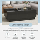 [VIDEO provided] ON-TREND Coffee Table with 2 large Hidden Storage Compartment, Extendable Cocktail Table with 2 Drawers, High-gloss Center Table with Sliding Top for Living Room, 39.3"x21.6", Black