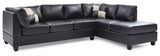 Glory Furniture Malone G643B-SC Sectional ( 3 Boxes) , BLACK