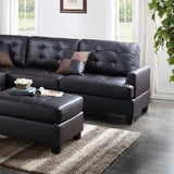 Contemporary Espresso Faux Leather Reversible 3pc Sectional