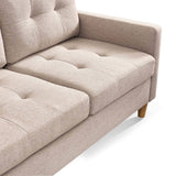 87" Wide Beige Reversible Sectional Sofa with Ottoman