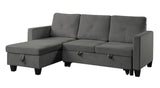 Nova Dark Gray Velvet Reversible Sleeper Sectional