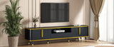 ON-TREND Luxury Minimalism TV Stand with Open Storage Shelf for TVs Up to 85", Entertainment Center with Cabinets and Drawers, Practical Media Console with Unique Legs for Living Room, Black