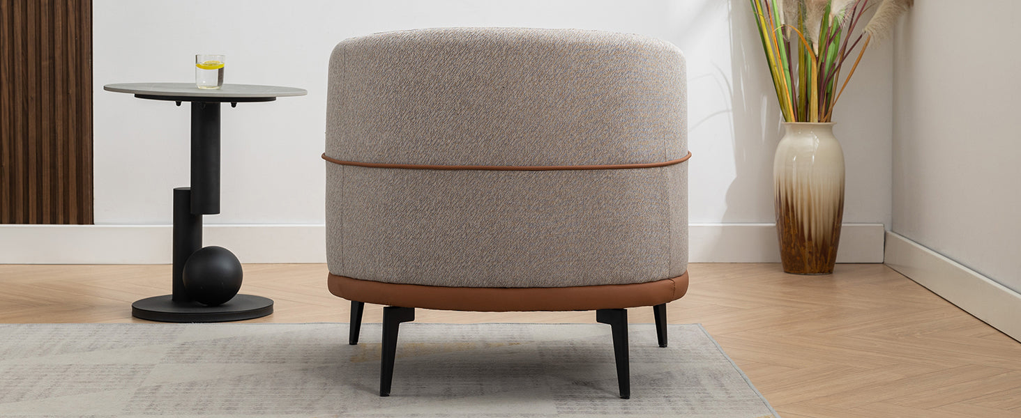 Modern Two-tone Burnt Orange Barrel Fabric Chair