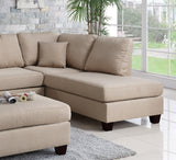 Sand Color Linen Like Fabric 3pcs Sectional Reversible