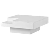 ON-TREND Modern Minimalist Design 31.5*31.5in Square Coffee Table with Detachable Tray and Plug-in 16-color LED Strip Lights Remote Control for Living Room( OLD SKU: WF291303AAK )