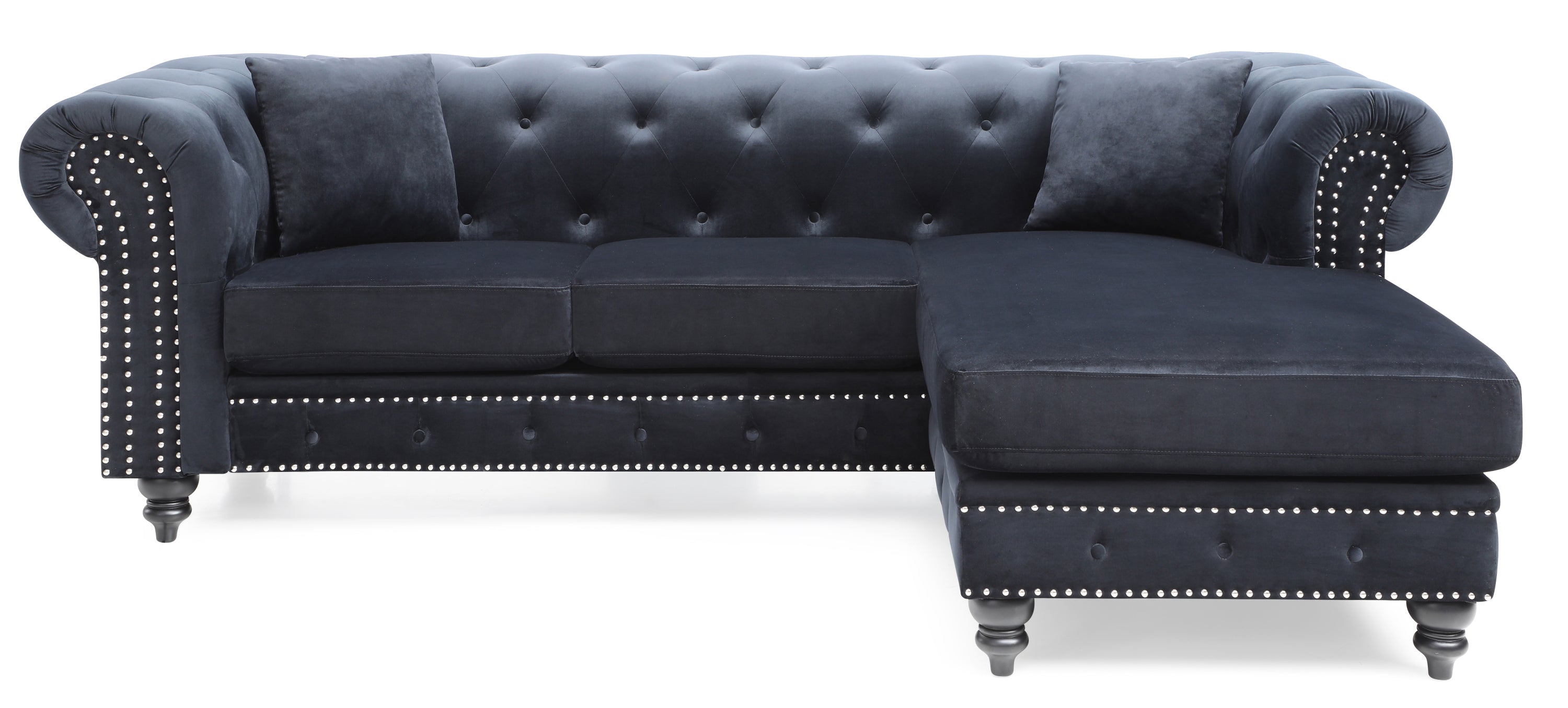 Glory Furniture Nola G0353B-SC Sofa Chaise ( 3 Boxes ) , BLACK