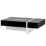 ON-TREND Contemporary Rectangle Design Living Room Furniture, Modern High Gloss Surface Cocktail Table, Center Table for Sofa or Upholstered Chairs, 45.2*25.5*13.7in, Black