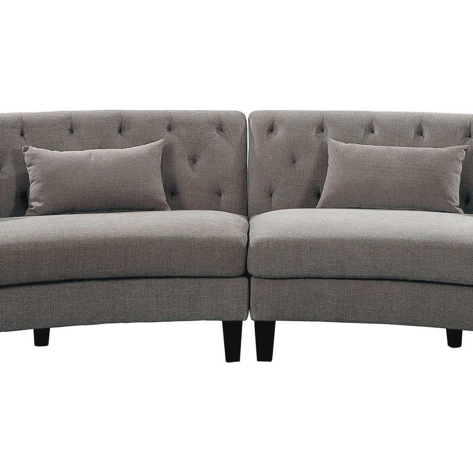 Gray Fabric Sloped Arms Curved Sectional Sofa