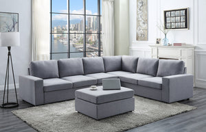 Bayside 120" Light Gray Linen 7 Seat Reversible Modular Sectional Sofa