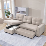 Beige 91.7" Convertible Reversible Sleeper Sectional