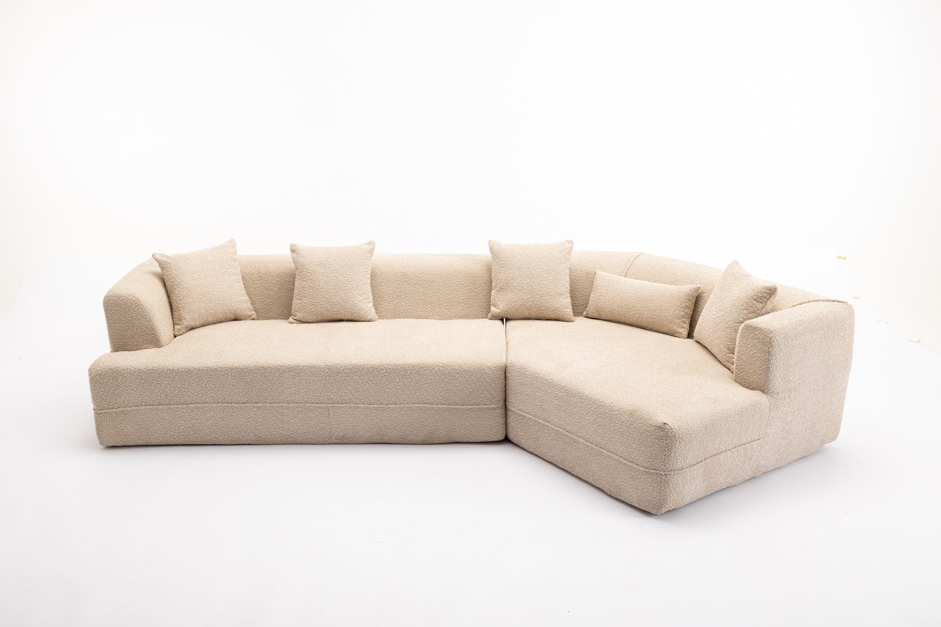 Modular Sectional Living Room Sofa Set, Modern Minimalist Style Couch, Upholstered Sleeper Sofa for Living Room, Bedroom, Salon, 2 PC Free Combination ,Anti-wrinkle,Boucle fabric,Light Brown