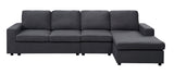 Bailey 120.5" Sofa with Reversible Chaise in Dark Gray Linen