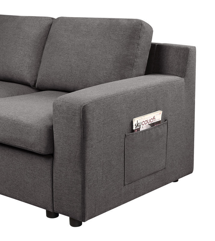 Waylon Gray Linen 6-Seater U-Shape Sectional Sofa Chaise and Pocket