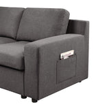 Waylon Gray Linen 6-Seater U-Shape Sectional Sofa Chaise and Pocket