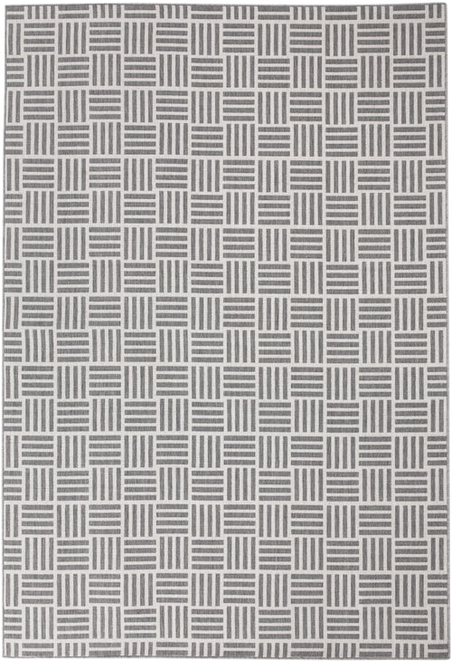Nantucket White and Gray Polypropylene Indoor/ Outdoor Area Rug 5x8